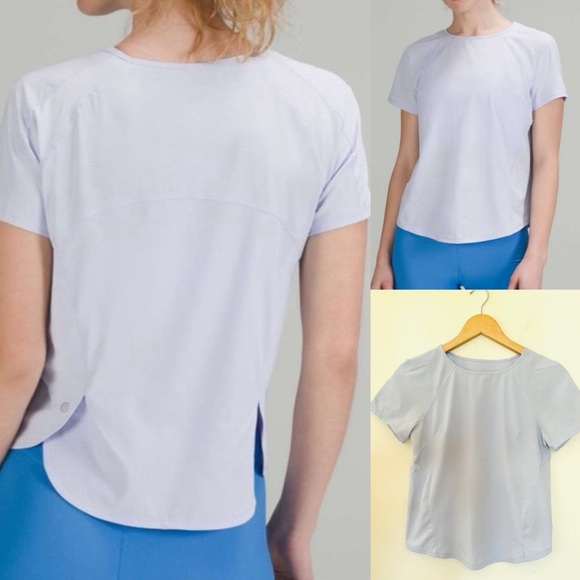 lululemon athletica Tops - Lululemon Athletica Lightweight Strech  Top Women's Light Blue Short Sleeve Sz 4